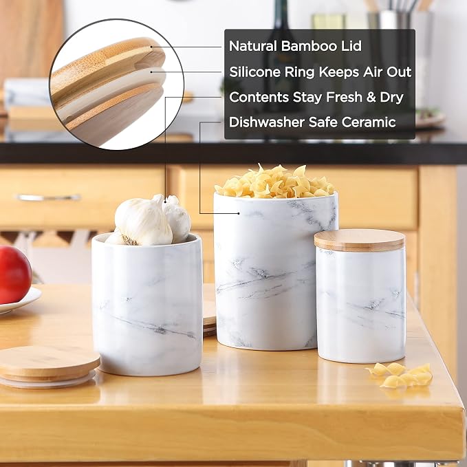 DII Kitchen Ceramics Collection Canister Set, Floral Tile, 3 Piece