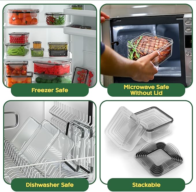 56 PCS Food Storage Containers with Lids Airtight (28 Boxes - 28 Lids) | Plastic Container for Pantry Stackable Kitchen Organization-Microwave Dishwasher,Freezer Safe 100% Leak Proof