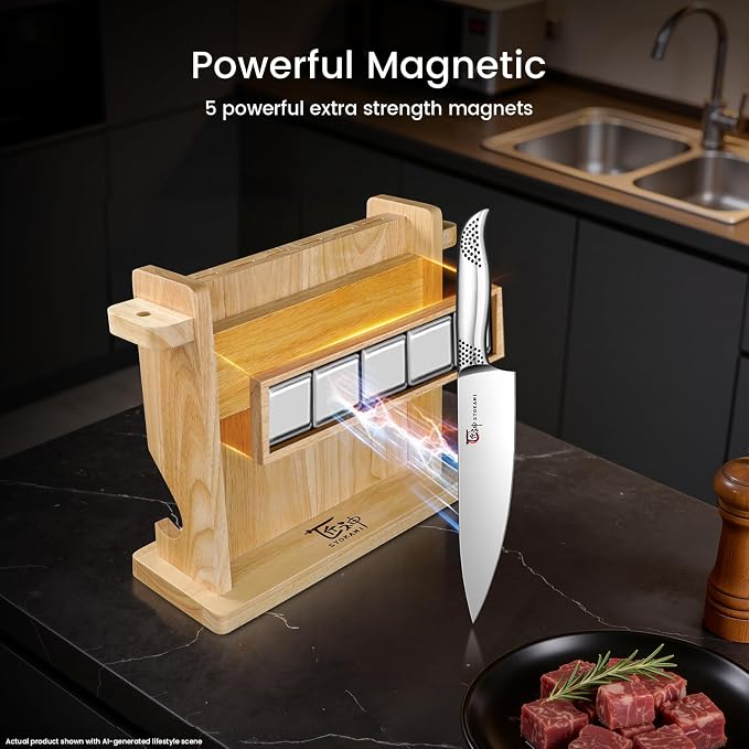 2026 Upgrade Japanese Kitchen Knife Set with Torii-Style Block | 14-Pieces Knife Set for Kitchen, German DIN1.4116 Steel, Ergonomic Handle, Sharp Edge, Magnetic Knife Holder, Ideal Gift