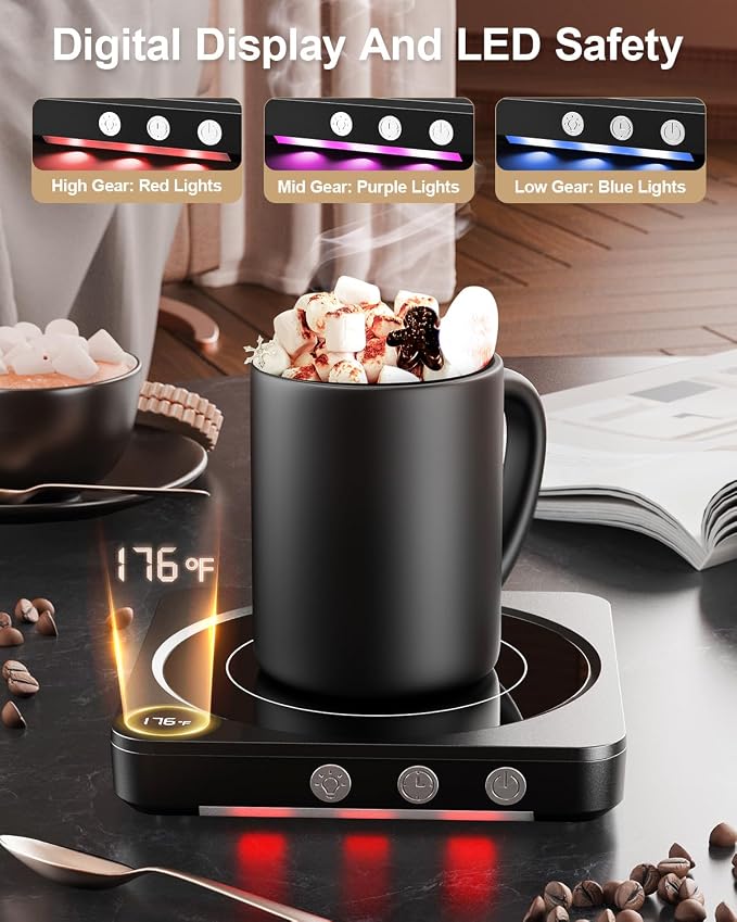 Mug Warmer - 36W Coffee Mug Warmer for Desk with Temperature Display, 2-12Hrs Auto Shut Off, Smart Candle Warmer - Ideal Coffee Gifts Accessories Keep Beverages Coffee Warmer