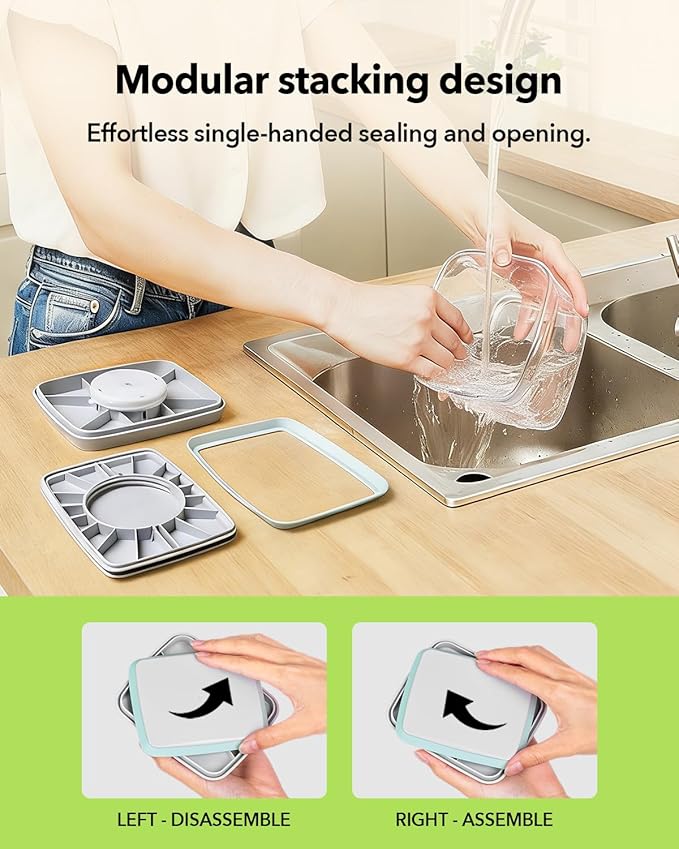 Airtight Food Storage Container with One-Touch Lid, 8-Piece Set (1.3, 2.1, 2.9, 3.6 QT* 2) Stackable Durable BPA-Free for Flour, Cereal & Complete Pantry Organization.