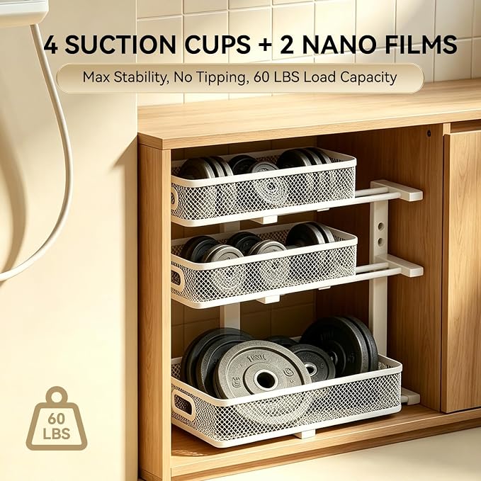 1 Pack 3 Tier Under Sink Organizer with Pull Out Drawer, Height Adjustable Heavy Duty Metal Under Cabinet Organizer, Smooth Sliding Storage Shelf for Kitchen, Bathroom Cabinet Organization, White