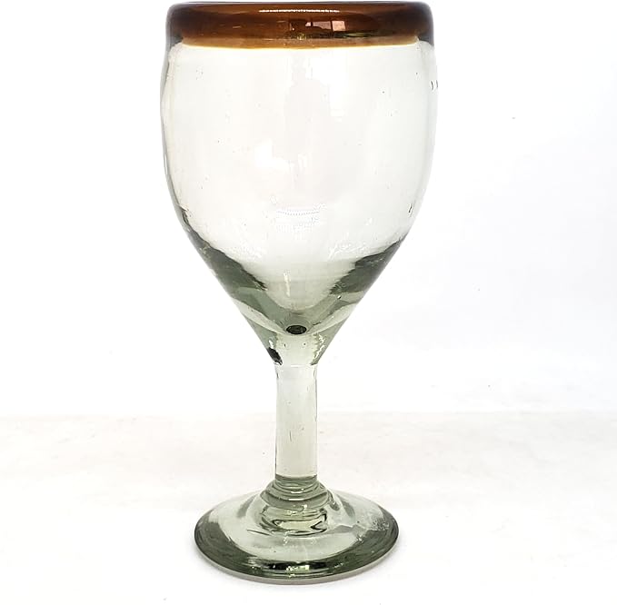 Amber Rim 13 oz Wine Glasses (set of 6), Recycled Glass, Lead-free, Toxin-Free (13oz Wine)
