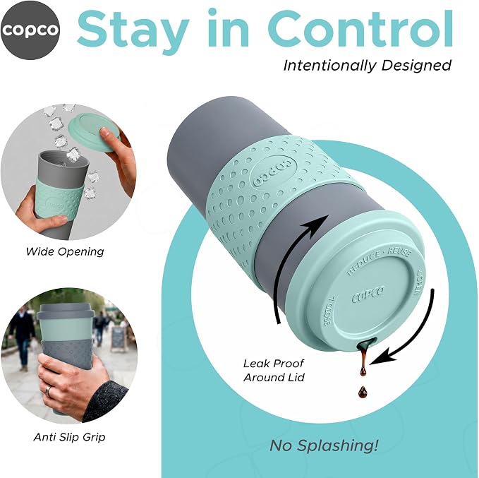 Copco Acadia Travel Mug, 16 Oz - Aqua & Mint/Aqua & Grey, Set of 4