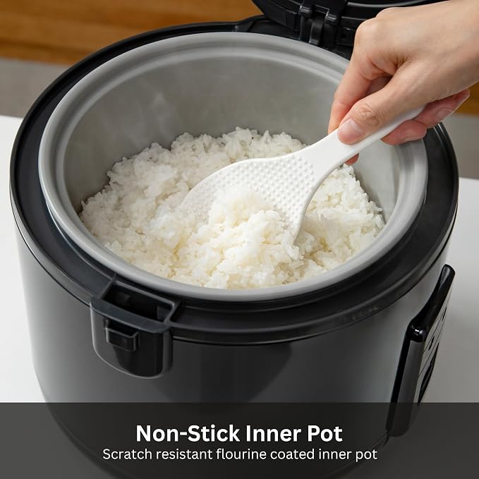 Tiger JNP-S15U-KY 8 Cup Capacity Rice Cooker with Non-Stick Inner Pot, Retractable Power Cord, and Keep Warm up to 12 hours, Black