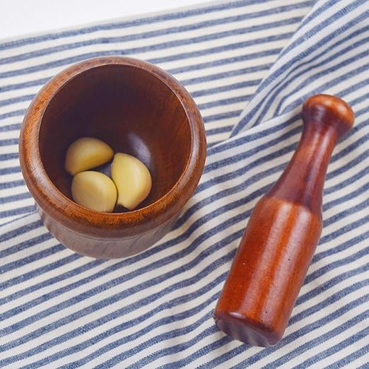Mortar and Pestle Set, Wood Grinder Bowl Mortar and Spice Grinder Garlic Herb Spice Mixing Grinder Wooden Grinding Bowl for Kitchen Bowl Smashing Tools