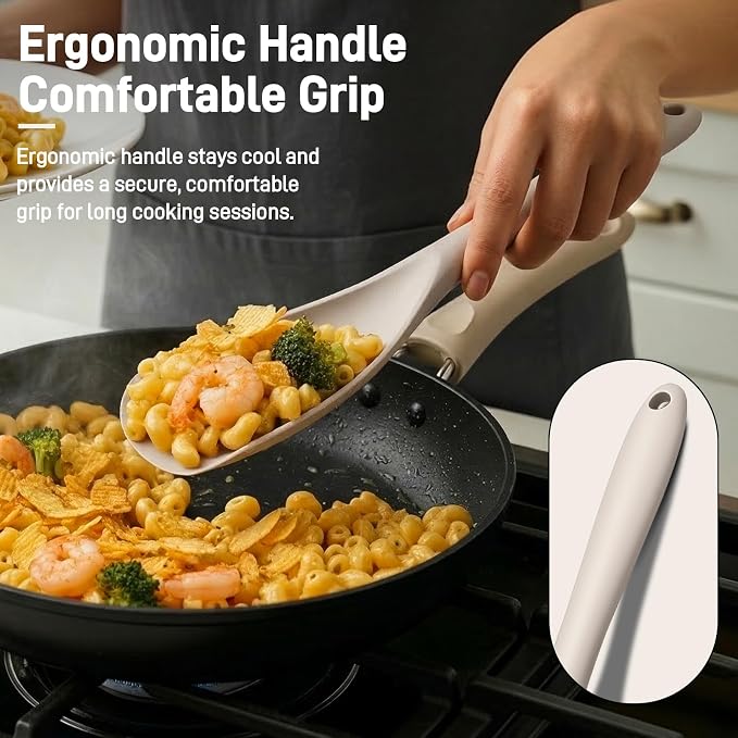 3 PACK Silicone Cooking Spatula & Spoon for Nonstick Cookware | Multifunction Spoonula for Baking, Cooking, Serving, Mixing, Stirring, Scoop, Scrape - One-Piece Formed, Dishwasher Safe