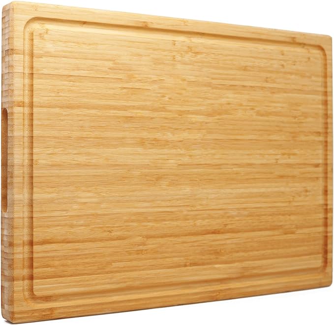 Utoplike Extra Large XXXL Bamboo Cutting Board 24 x16in, Wood Butcher Block | Chopping Boards with Handle & Juice Groove, Charcuterie Tray for Turkey, Meat, Vegetables, BBQ, Over the Sink Thick 1.25"