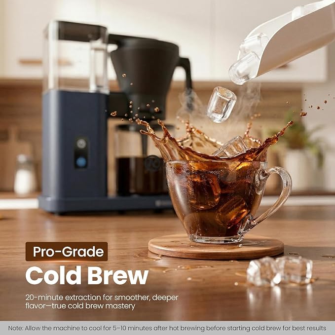 Kismile SCA-Certified 8-Cup Drip Coffee Maker with Pour-Over Control | 3-Second Heating at 197–205°F, Adjustable Flow, Removable 1.25L Water Tank, 20-Min Cold Brew and 40-Min Keep Warm