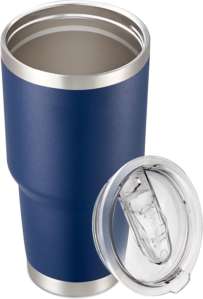 30 oz Tumbler with Lid Stainless Steel Tumblers, 1 Pack | Vacuum Insulated Cup, Leak Proof Lid, Powder Coated Travel Mug, Double Wall, Keep Cold Drinks for 12 Hours, Navy