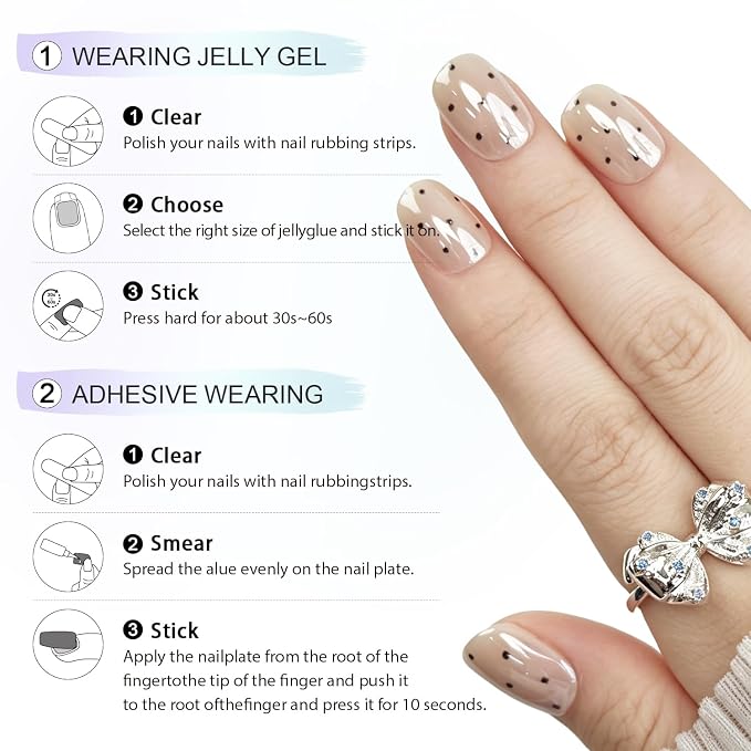 6 Packs (144 Pcs) | Reusable Press on Nails | cute nails | 6-Style Bundle | 12 Sizes | Each Style 24 Pcs | Micro Dot & Cherry