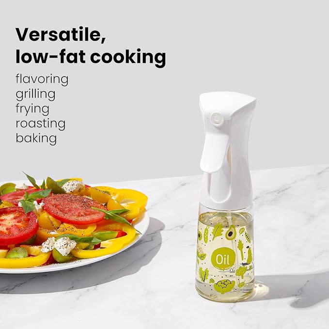 oil spray PET bottle 200ml Upgraded Version.Fine Mist Spray Bottle for Air Fryer, Olive Oil, Avocado Oil, Healthy Nonstick Frying, Commercial & Home Kitchen Use (PS601　1Pc)
