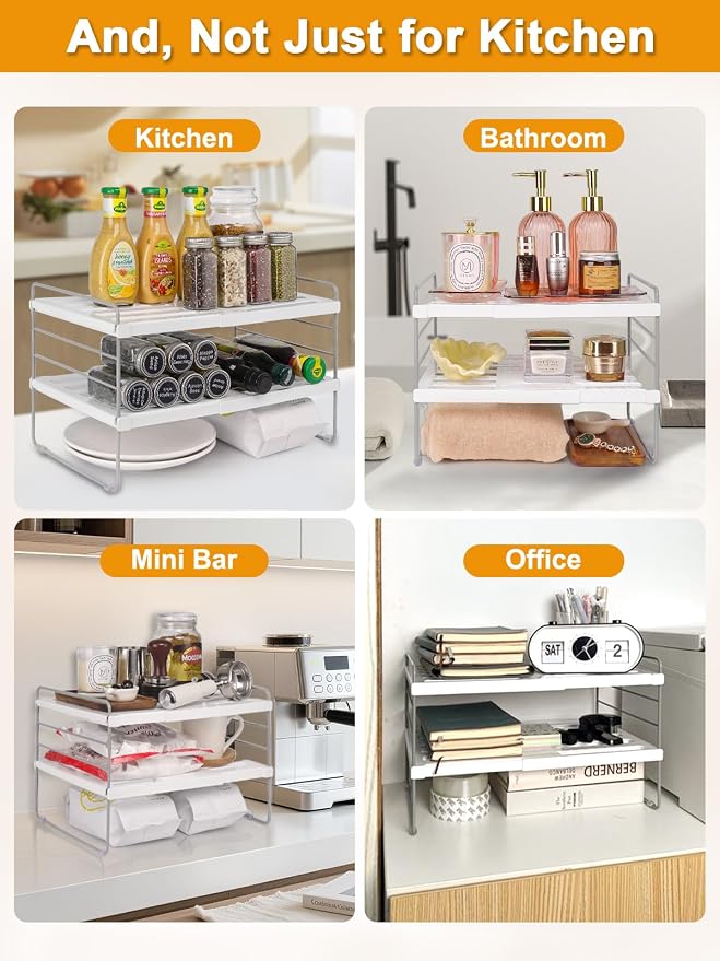 JUPELI Foil and Plastic Wrap Organizer, Expandable Kitchen Pantry Storage, Height Adjustable Cabinet Rack for Kitchen Organization, Aluminum Foil -3 Tier 9.8" to 15.6"L