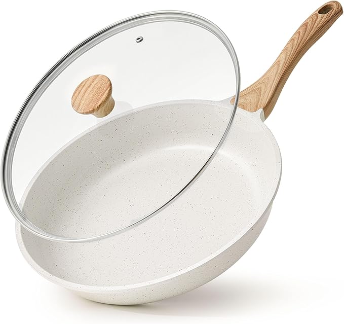 SENSARTE 11Inch Nonstick Ceramic Frying Pan with Lid, PFAS/PTFE/PFOA Free | Ceramic Omelette Pan Skillet, Healthy Non-toxic Chef's Pan, Induction Compatible Pan, Heat Resistant Handle