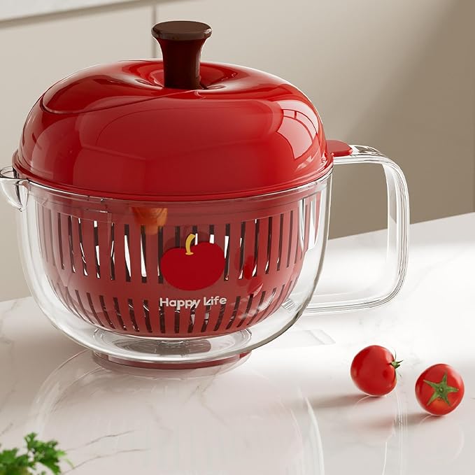 Salad Spinner, Salad Washer And Spinner, Fruit And Vegetable Washer & Dryer, Lettuce Spinners With Vegetable Washing Basket, Fruit Washing Bowl, Easy-Clean Kitchen Gadget For Greens