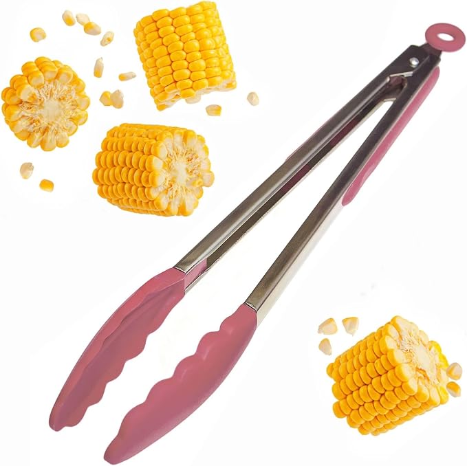 Starpack Get a Grip Silicone Kitchen Tongs (12 Inch) - LFGB Non Toxic, 600°F Heat Resistant, BPA-Free - Heavy-Duty Stainless Steel, Locking - Dishwasher Safe for Nonstick Cookware