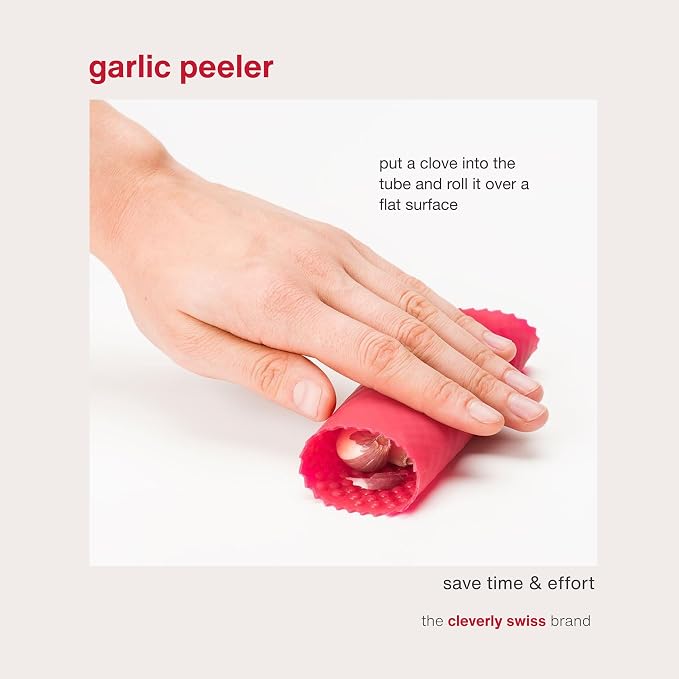 Zyliss Garlic Peeler & Easy Clean Garlic Press - Silicone Garlic Peeler Tube and Garlic Crusher for your Kitchen Accessories - 2 Piece