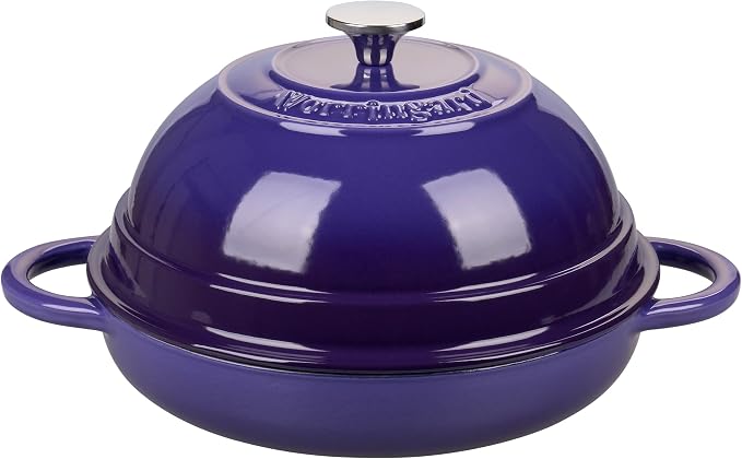 Cast Iron Enameled Dutch Oven Pot with Lid for Bread Baking, Bread Oven, 6 Quart, Purple