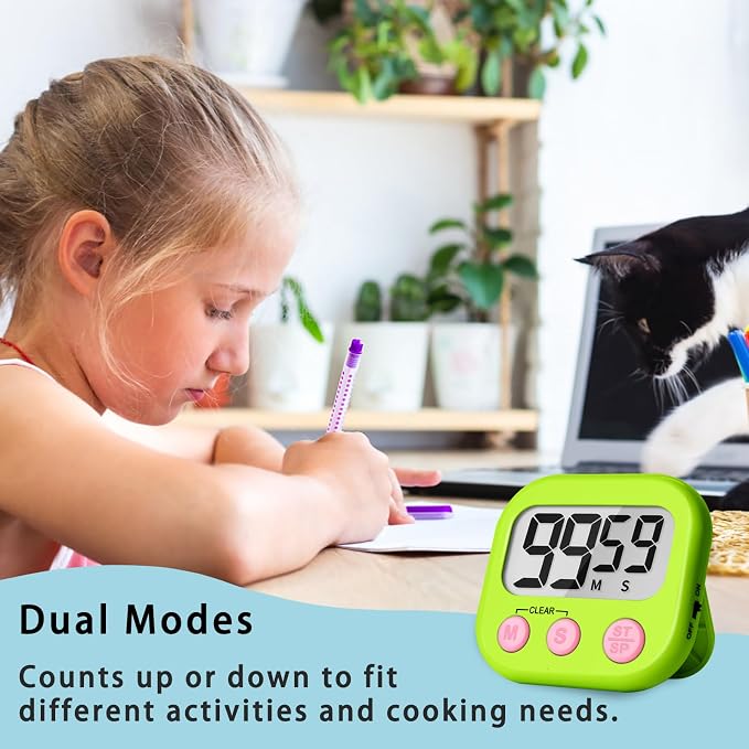 Lasubst Digital Kitchen Timers, Classroom Timers for Kids Teachers, 3WH 3BK | Back to School Supplies Bulk, Classroom Must Haves, Min/Sec Count Up/Down, Magnetic Back, Loud Alarm, Lanyards Included