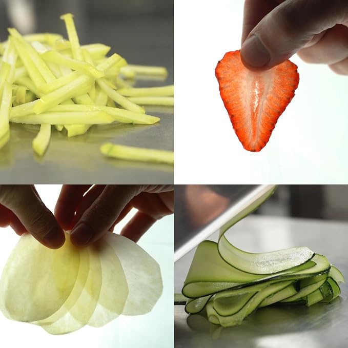 Bron Coucke Professional Mandoline Slicer – Stainless Steel – Julienne, Waffle & French Fry Cutter – Adjustable Thickness