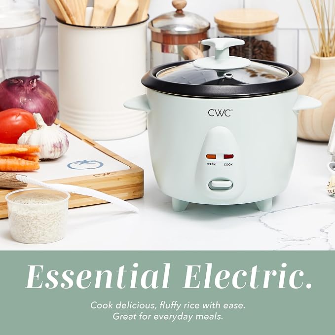 COOK WITH COLOR 6 Cup Rice Cooker 300W - Effortless Cooking and Perfectly, Cooks 3 Cups of Raw Rice for 6 Cups of Cooked Rice, Sage