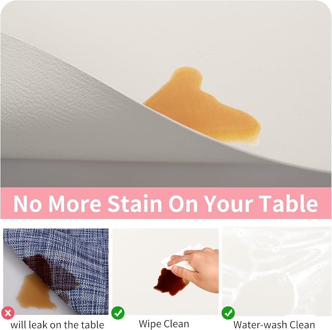 Maxpearl Faux Leather Placemats Set of 8, Easy to Clean, Ivory White | Waterproof - Heat Resistant - Non Slip - Wipe Clean Dining Table Place Mats, Suitable for Indoor & Outdoor Use, 17''×12''