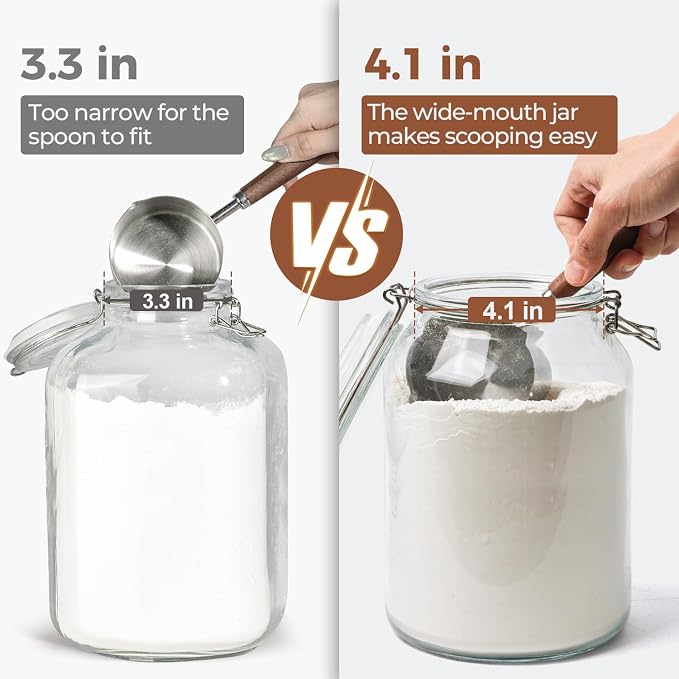ComSaf Large Glass Jars with Airtight Lids 1.1 Gallon 2 Pack Wide Mouth | Flour sugar rice, Kombucha kimchi, Sourdough pickling, Pantry organization, Pickling fermenting, Cabinet organization