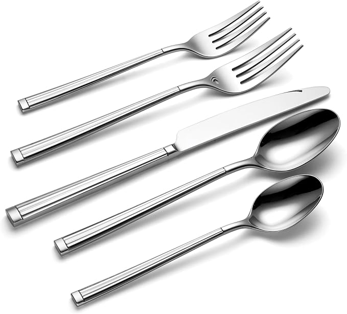 Oneida Robyn 20-Piece 18/0 Silverware Set for 4, Flatware | mirror finish, dishwasher safe | includes knives, forks, and spoons | heavy duty, cutlery set for kitchen and dining