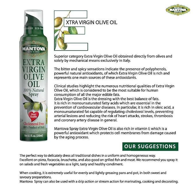 Mantova Spray Extra Virgin Olive Oil Variety Set - Garlic | Black Truffle | Turmeric - 8 Fl. Oz. (Pack Of 3) - Product Of Italy