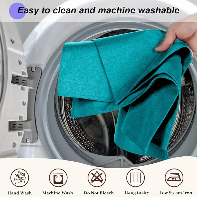 Cloth Placemats Set of 6, Cotton Linen Blend Place Mats, Teal | Machine Washable, Double Layered, Heat Resistant, Fabric Dining Table Mats for Kitchen, Indoor & Outdoor, 13" x 19"