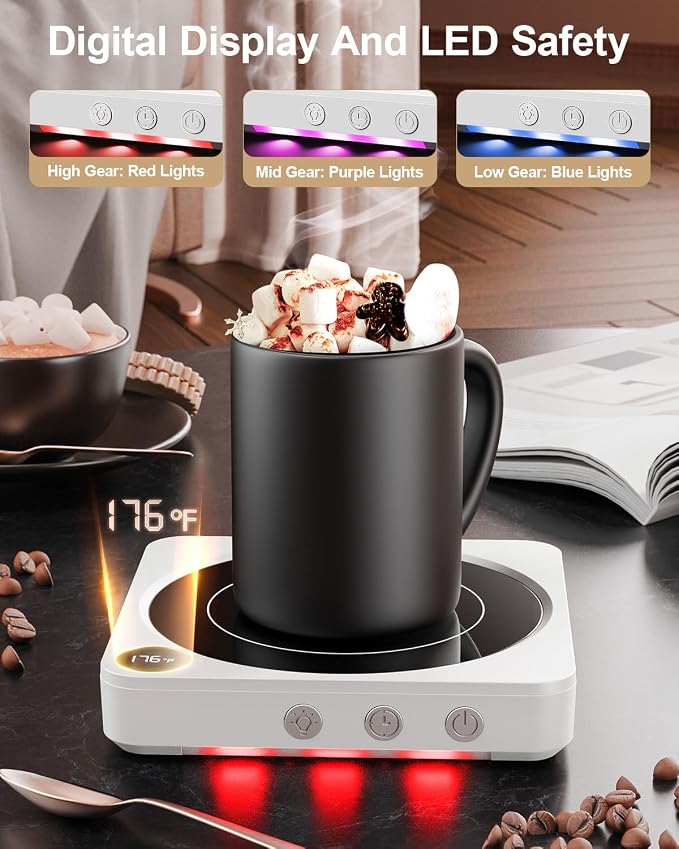 Mug Warmer - 36W Coffee Mug Warmer for Desk with Temperature Display, 2-12Hrs Auto Shut Off, Smart Candle Warmer - Ideal Coffee Gifts Accessories Keep Beverages Coffee Warmer