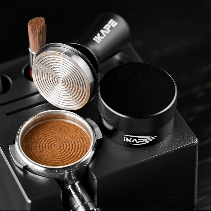 IKAPE 8-IN-1 51MM Espresso Tool Set, Coffee Tamper & Distributor Kit with Magnetic Funnel, Puck Screen, Tamper Station, WDT Tool, Cleaning Brush & Towel for Home Barista