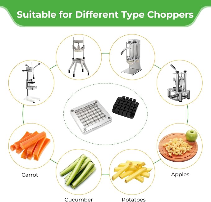 1/2" Replacement Blade for Commercial Vegetable Chopper Dicer | 420 Stainless steel blade, sharp uniform 1/2" dicing, wide chopper compatibility, for fries, onions, tomatoes, cucumbers