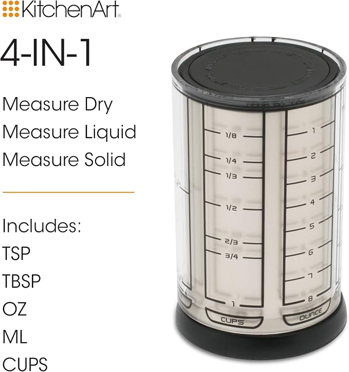KitchenArt Professional Series 2 Cup Adjust-A-Cup, Champagne Satin, Adjustable, 1/8 to 2-Cup