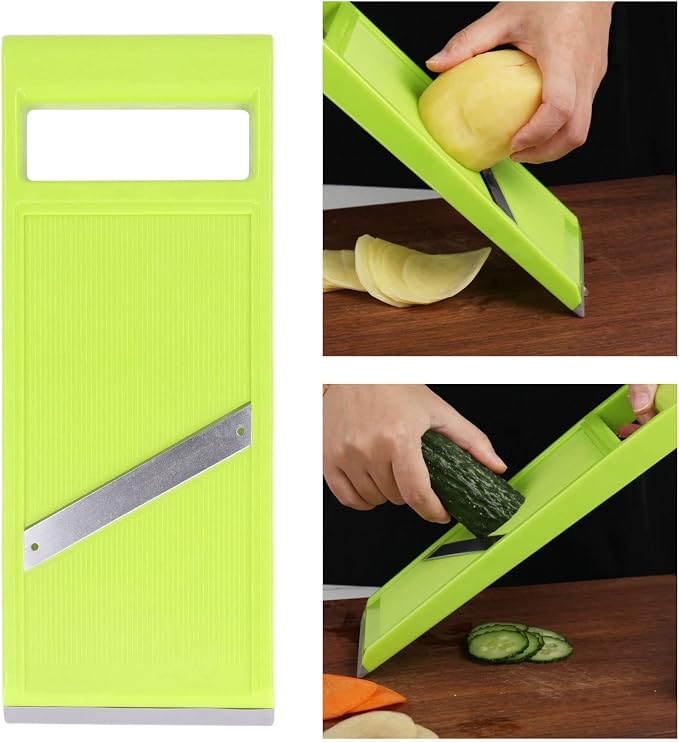 Vegetable Slicer, 4.25 x 10.8in Stainless Steel Mandoline Food Slicer with Hanging Hole, Handheld Vegetable Chip Maker Food Chopper for Potato, Carrot, Vegetables, Zucchini