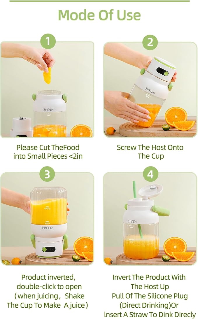 Portable Blender, Personal Blender for Smoothies & Shakes, Cordless, 33oz BPA-Free Vessel, 18000RPM Motor, Leakproof Lid with Sip Spout, USB-C Rechargeable, Easy-to-Clean Parts (Green)