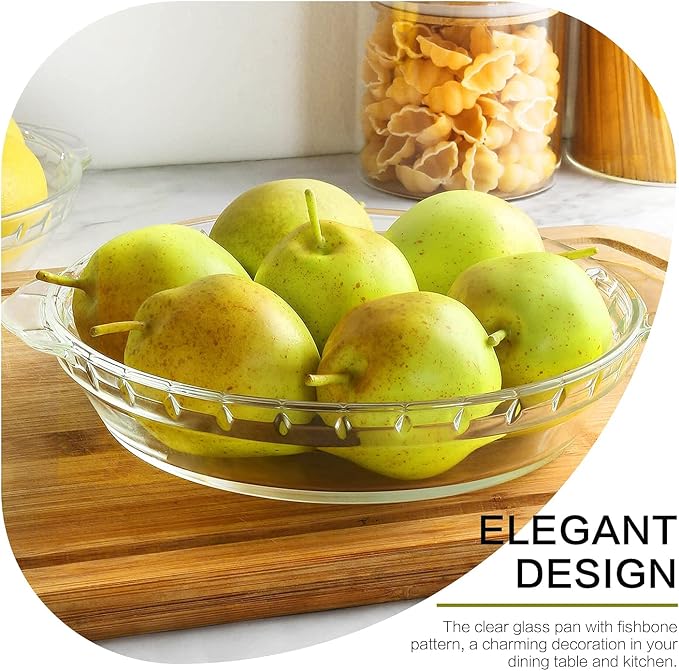 4 Packs Glass Pie Plates, MCIRCO Deep Pie Pans Set (7"/8"/9"/10"), Pie Baking Dishes with Handles for Baking and Serving, Clear