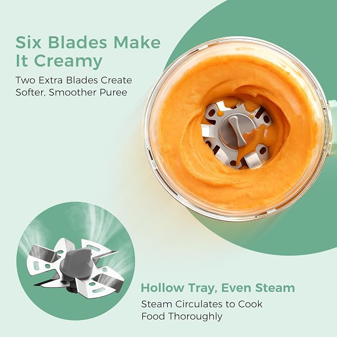 Momcozy AutoMeal Baby Food Maker – One-Step Auto Steam & Blend Food Processor, 15oz Large Cup & 6-Blade Design, Self-Cleaning, Auto 3-Stage Texture Settings for Effortless Homemade Baby Puree | One-Step Auto Steam & Blend Food Processor, 15oz Cup, 6-Bl...