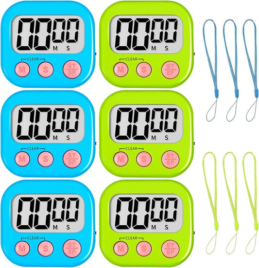 ZILLEEN Classroom Timer for Kids Teachers 6 Pack Digital Timers | Strong Magnetic, Large Screen, Big Button, Teacher Classroom Must Haves Kitchen Timers for Cooking Egg Exercise Study