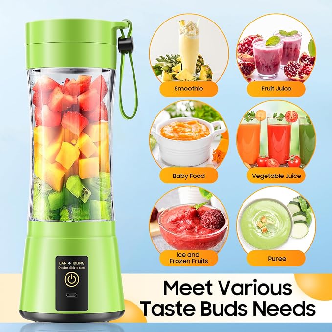 Portable Blender Personal Size Blender Make Smoothies, 12oz Mini Travel Cup | BPA-Free Small Blender with High Blending Speed, 6 Steel Blades, Easy Clean, Freshly Squeezed in Sports/Office/Gym