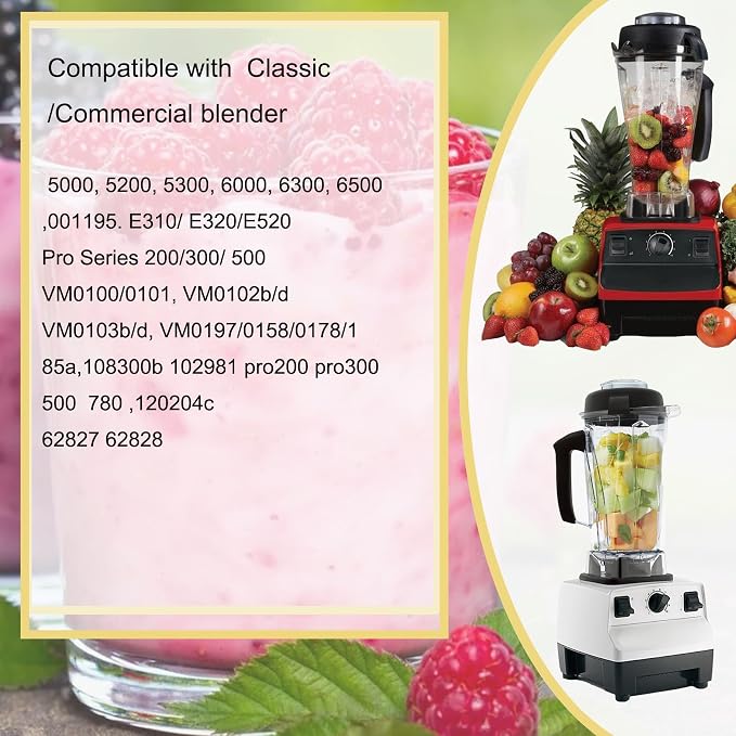 Blender Pitcher 64oz, Compatible with Vit 5200 5000 5300 6300 VM0101 VM0103 VM0197 Classic/Commercial Series, Blender Container Jar Cup,Updated Prevents Rust and Leaks,10 Years Warranty
