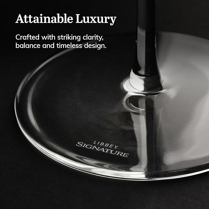 Libbey Signature Red Wine Glasses Set of 4, Seamless 24 Oz Wine Glasses for Cabernet, Merlot, and More, Stemmed Wine Glasses for All Occasions