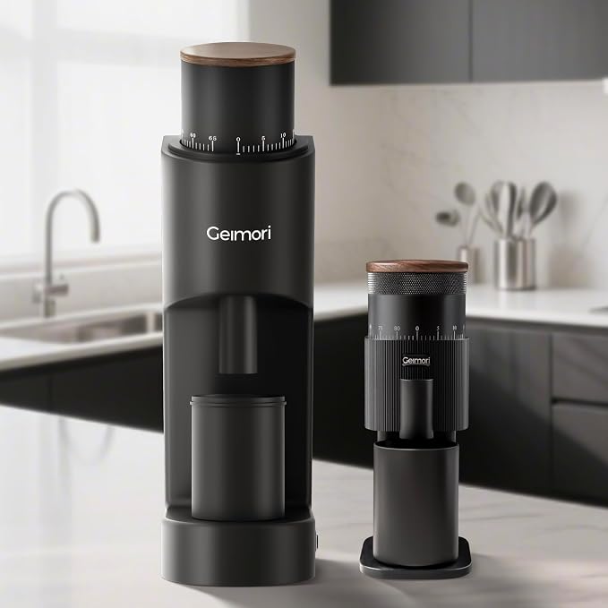 Portable Electric Burr Coffee Grinder,Wirsh Geimori T38 with 3600mAh Battery& Stepless Adjustment for Espresso,Pour Over,French Press, Single Dose, Fast USB-C Charging,Travel & Home Use,Black