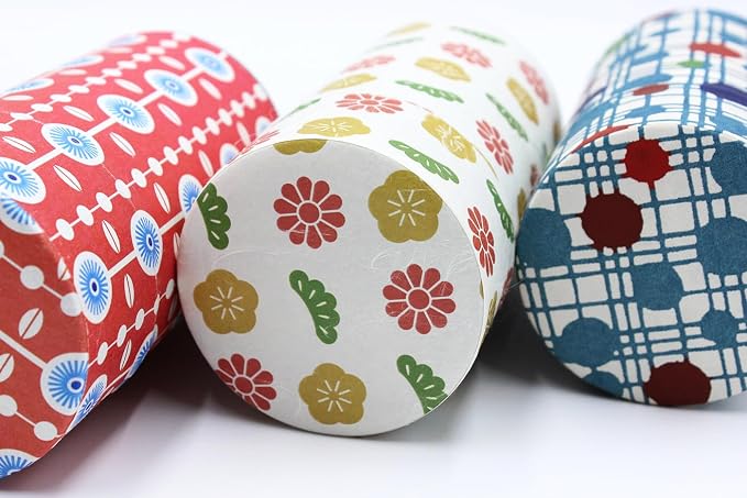 Japanese Pokkan Matcha Coffee Spice Tea Tin Canister Washi Paper Storage with Lid 7.05 oz Capacity (Kamigoto)