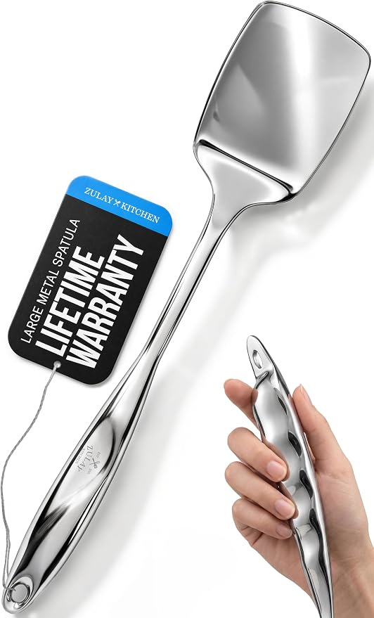 Zulay Kitchen Stainless Steel Spatula Turner | 14.8” Heat-Resistant Solid Turner for Cooking, Frying & Grilling - Durable, Rust-Proof & Dishwasher Safe Kitchen Utensil