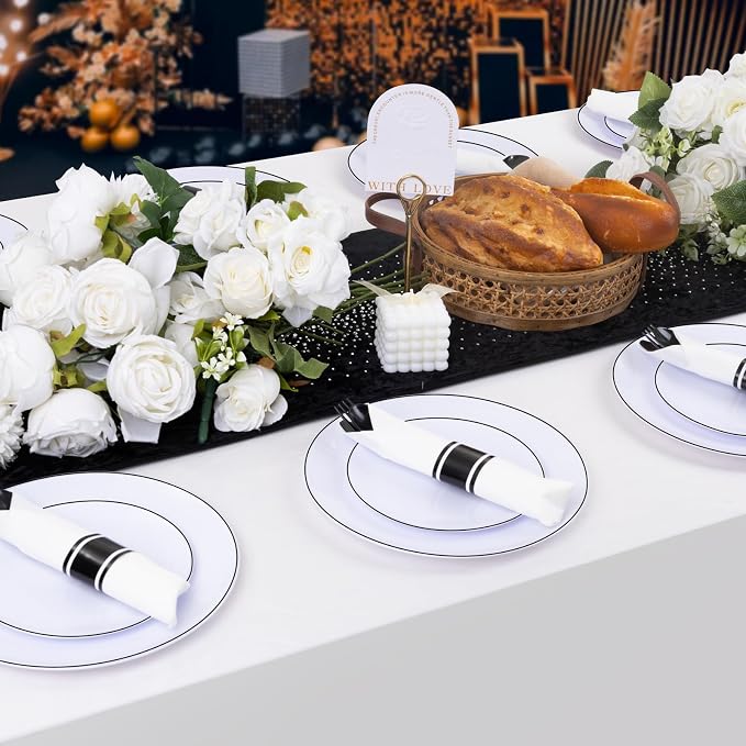 120pack Pre Rolled Black Plastic Silverware Set Disposable | Heavy Duty Disposable Wrapped Black Plastic Cutlery Utensils Set for Catering, Parties, Wedding, Birthday& Special Events