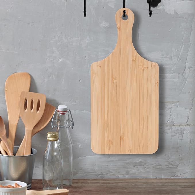 Sparkle Race 12pcs Wood Cutting Boards for Kitchen, 11" Serving Board Set | Bamboo Cutting Board for Fruit Vegetable, Wooden Chopping Board with Handle, Small Charcuterie Boards for House Warming Gifts