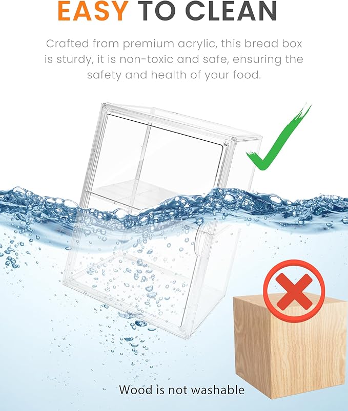 Bread Box,Large Bread Boxs for Kitchen Countertop - 4 Layers Adjustable Bread Storage Container,Clear Boxes for Kitchen Counter, Breads Box Airtight,Bread Holder,Perfect for Bagel Muffins（transparent）