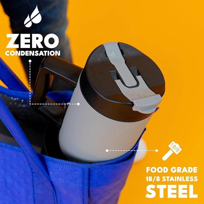 Elemental 100% Leak Proof 32oz Tumbler with Handle & Straw Travel Mug | Stainless Steel Double Wall Insulated Tumbler for Hot and Cold Beverages with Sip & Straw Lid