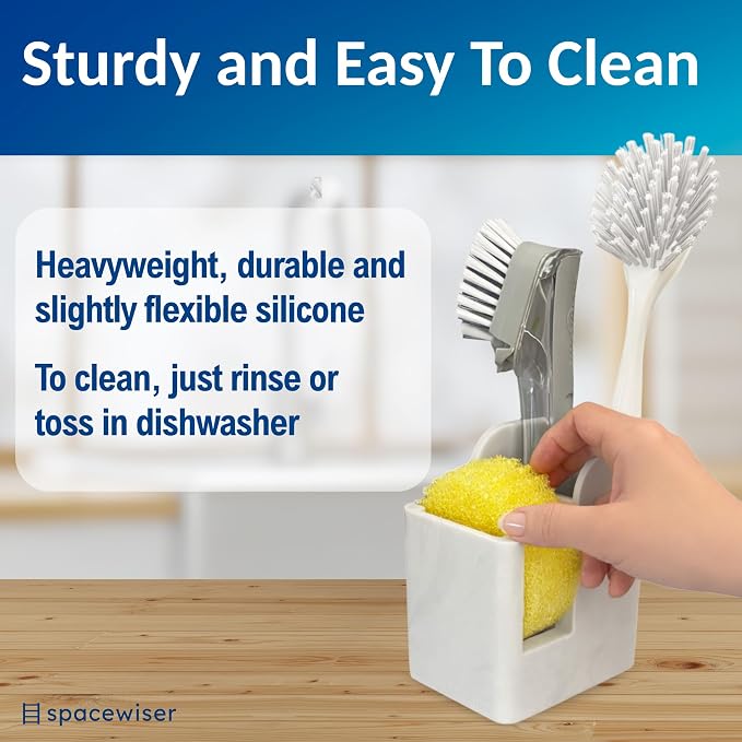 Silicone Sink Caddy – Sponge Dish Brush Holder for Kitchen Sink | Kitchen Sink Organizer, Sink Brush Holder, Sink Sponge Holder for Scrub Daddy, Scrub Mommy, Sponge & Kitchen Brush Holder
